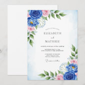 Invitation Cobalt Blue Artistic Spring Wedding (Devant / Derrière)