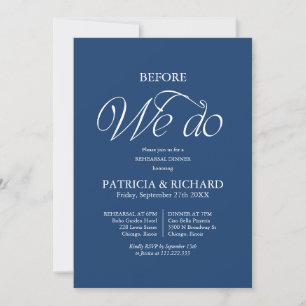 Invitation Cobalt Blue Avant le dîner de répétition de mariag