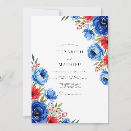 Invitation Cobalt Blue Charismatic Summer Wedding (Devant)