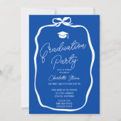 Invitation Cobalt Blue Coquette Bow photo graduation (Devant)
