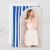 Invitation Cobalt Blue Coquette Bow photo graduation (Dos)