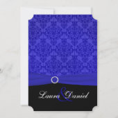 Invitation Cobalt Blue et Black Mariage damassé (Devant)