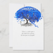 Invitation Cobalt Blue Heart Leaf Tree Mariage (Dos)