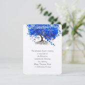 Invitation Cobalt Blue Heart Leaf Tree Mariage (Debout devant)