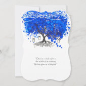 Invitation Cobalt Blue Heart Leaf Tree Mariage (Dos)