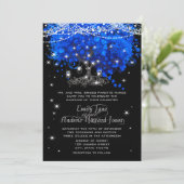 Invitation Cobalt Blue Heart Leaf Tree Wedding (Debout devant)