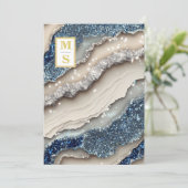 Invitation *~ Cobalt Blue Ivory Agate QR AR66 RSVP Mariage (Debout devant)