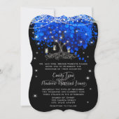 Invitation Cobalt Blue Opulence Heart Leaf Tree Mariage (Devant)
