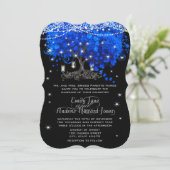 Invitation Cobalt Blue Opulence Heart Leaf Tree Mariage (Debout devant)