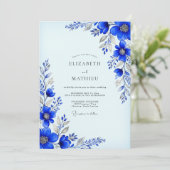 Invitation Cobalt Blue Pristine Winter Wedding (Debout devant)