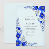 Invitation Cobalt Blue Pristine Winter Wedding (Devant / Derrière)