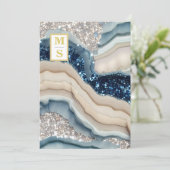 Invitation *~ Cobalt Blue QR Ivory Agate AR66 RSVP Mariage (Debout devant)