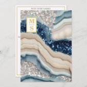 Invitation *~ Cobalt Blue QR Ivory Agate AR66 RSVP Mariage (Devant / Derrière)