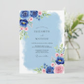 Invitation Cobalt Blue Serene Spring Wedding (Debout devant)