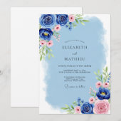 Invitation Cobalt Blue Serene Spring Wedding (Devant / Derrière)