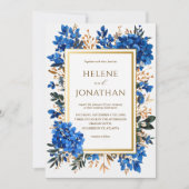 Invitation Cobalt Blue Terracotta Élégant Mariage de jardin (Devant)