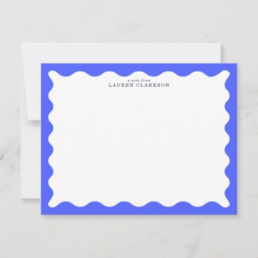Invitation Cobalt Blue Wavy Frame Note Card (Devant)