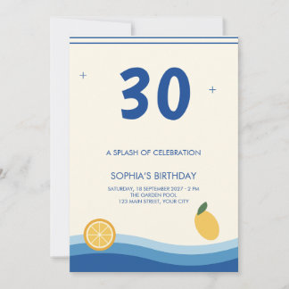 Invitation Cobalt Citrus Pool Milestone Anniversaire