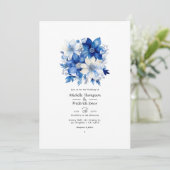 Invitation Cobalt galactique et Mariage floral argenté (Debout devant)