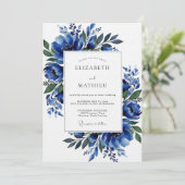 Invitation Cobalt Lush Blossom Wedding (Debout devant)