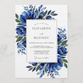 Invitation Cobalt Lush Blossom Wedding (Devant)