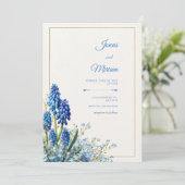 Invitation Cobalt Muscari Gold Frame Textured Background (Debout devant)