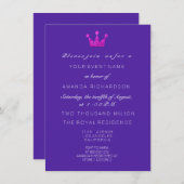 Invitation Cobalt violet roseCouronne Parties scintillant roy (Devant / Derrière)