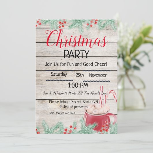 Invitation Coca chaud modifiable, fête de Noël (Debout devant)