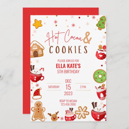 Invitation Coca-Cola et Cookie Noël Fête d'anniversaire (Devant / Derrière)