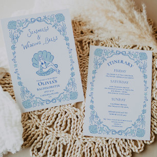Invitation Cocardes de mariage Fiançailles Bleu Enterrement d