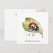 Invitation Coccinelle chanceuse sur une feuille (Devant / Derrière)