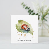 Invitation Coccinelle chanceuse sur une feuille (Debout devant)
