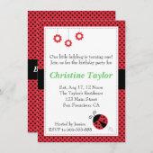 Invitation Coccinelle et fête d'anniversaire de pois (Devant / Derrière)