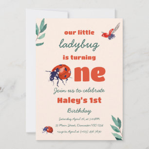 Invitation Coccinelle Rouge Mignon Premier 1er Anniversaire d