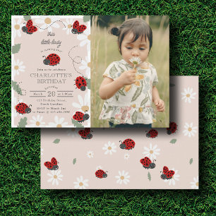 Invitation Coccinelles Mignonnes Marguerite 1er, 2ème Anniver