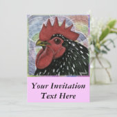 Invitation Cochin : Tête de coq décorative (Debout devant)