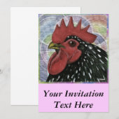 Invitation Cochin : Tête de coq décorative (Devant / Derrière)