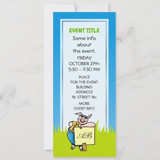 Invitation Cochon avec signe (Dos)