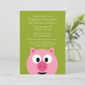 Invitation Cochon de ferme en caricatures - rose et vert citr (Debout devant)