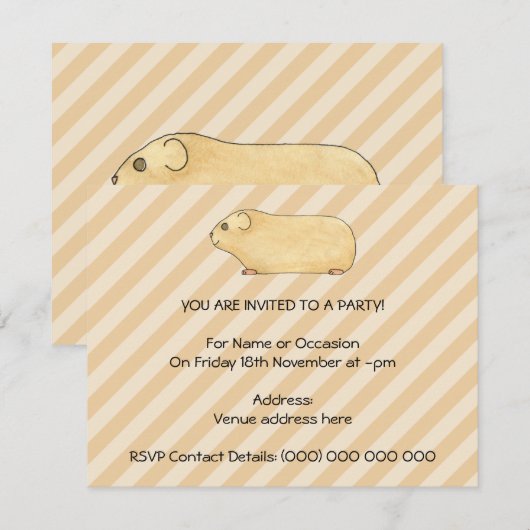 Invitation Cochon de Guinée. (Devant / Derrière)