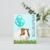 Invitation Cochon d'Inde Ballons Verts Bleus Anniversaire Per (Debout devant)