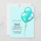 Invitation Cochon d'Inde Ballons Verts Bleus Anniversaire Per (Dos)