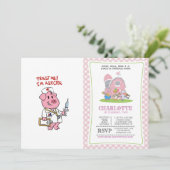 Invitation Cochon docteur avec seringue à la main | choisir l (Debout devant)