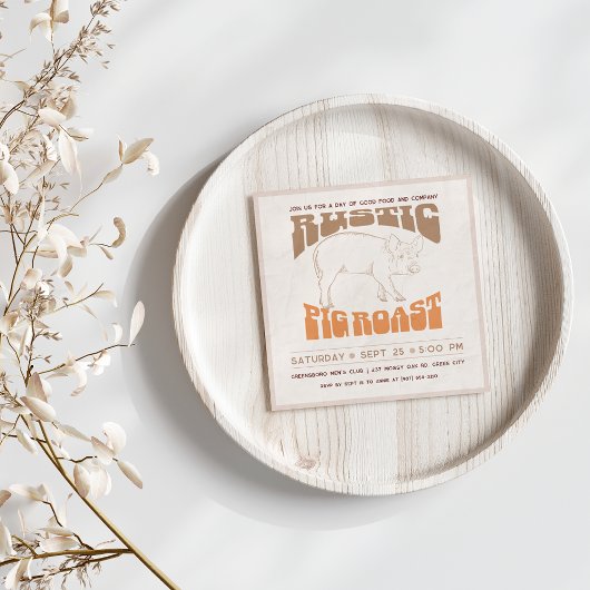 Invitation Cochon grillé rustique