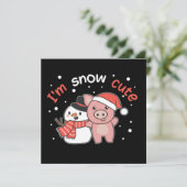Invitation Cochon Je suis Neige Bonhomme de Neige Mignon Invi (Debout devant)