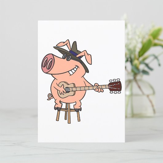 Invitation Cochon jouant du blues