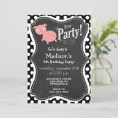 Invitation Cochon mignon sur Pois noir et blanc (Debout devant)
