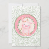 Invitation Cochon rose de mignon Baby shower fille (Dos)