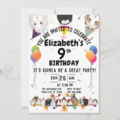 Invitation Cochons et ballons de Guinée mignonne fête d'anniv (Devant)