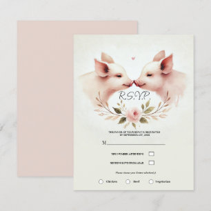 Invitation Cochons Roses de Boutoir à Boutoir Floral Rustique
